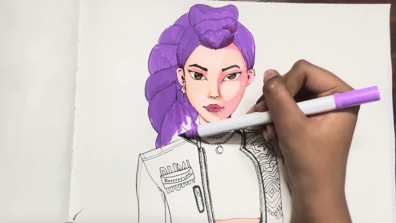 Drawing and Coloring Rumi drom kpop demon hunters! #demonhunters #demonslayer 