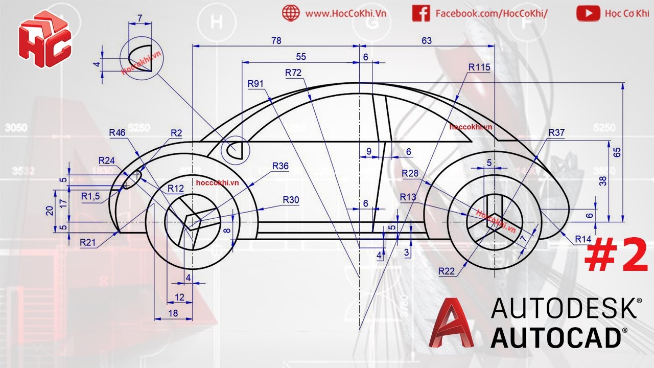 [hoccokhi] Bài tập autocad nâng cao - bài 02 | hướng dẫn vẽ xe oto