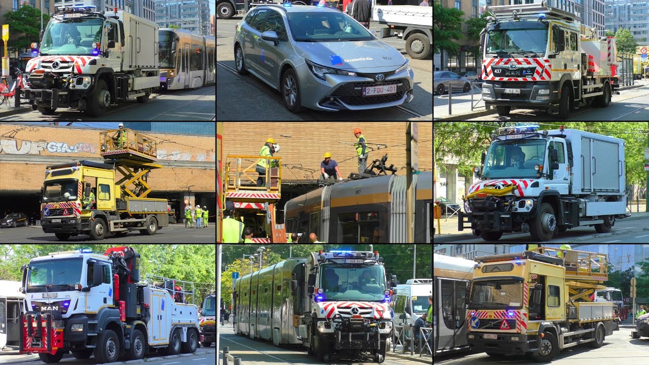 Tram rijdt bovenleiding stuk bij Zuidstation in Brussel - MIVB Vervoersbedrijf Brussel in actie!