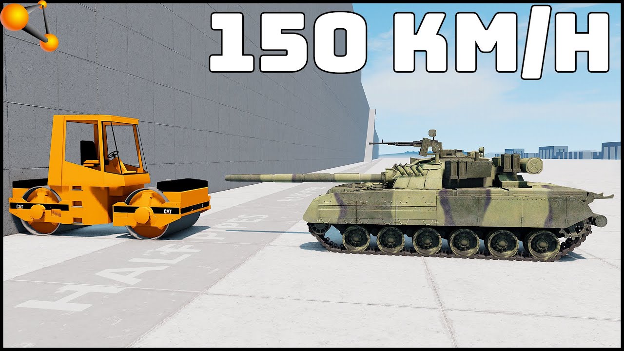 ROAD ROLLER vs TANK! 150 Km/H CRASH TEST! - BeamNg Drive