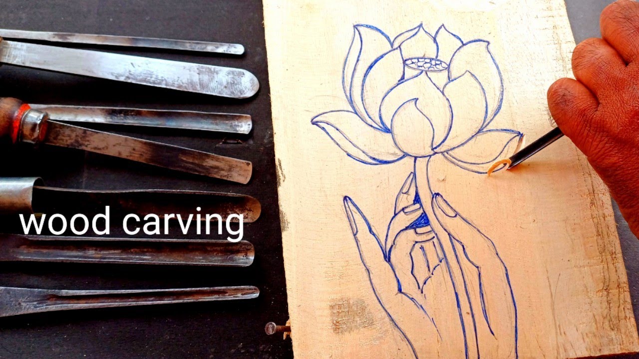 Beautiful wood carving for Beginners || Flower making wood || UP wood art