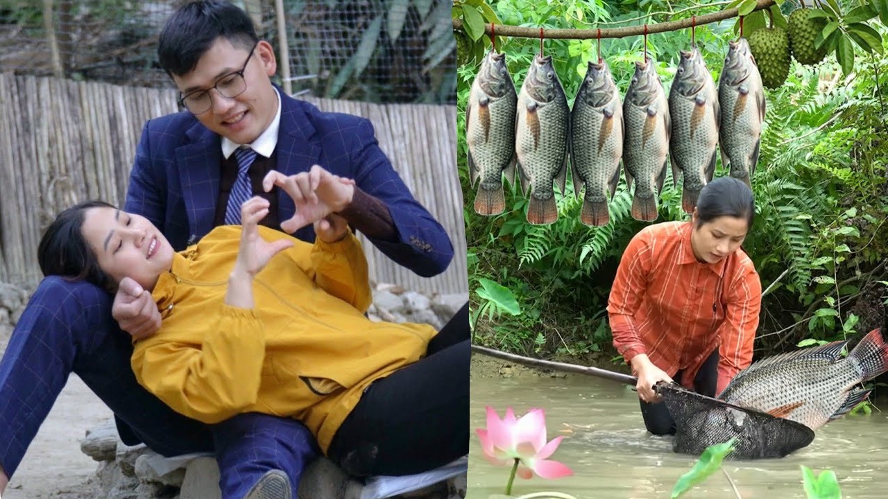 Linda And CEO Quang Repair The Farm,Harvest Fish To Grill - They Share Happiness & Worries Together