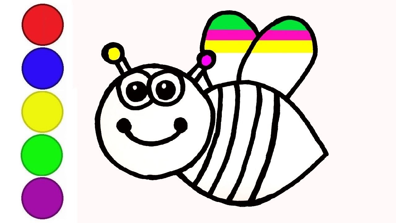 How to draw a bee | learn to draw a bee | drawing for kids {Qoshaqan}
