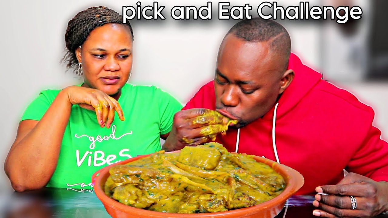 PICK AND EAT MUKBANG CHALLENGE, FUFU WITH OKRO STEW MUKBANG