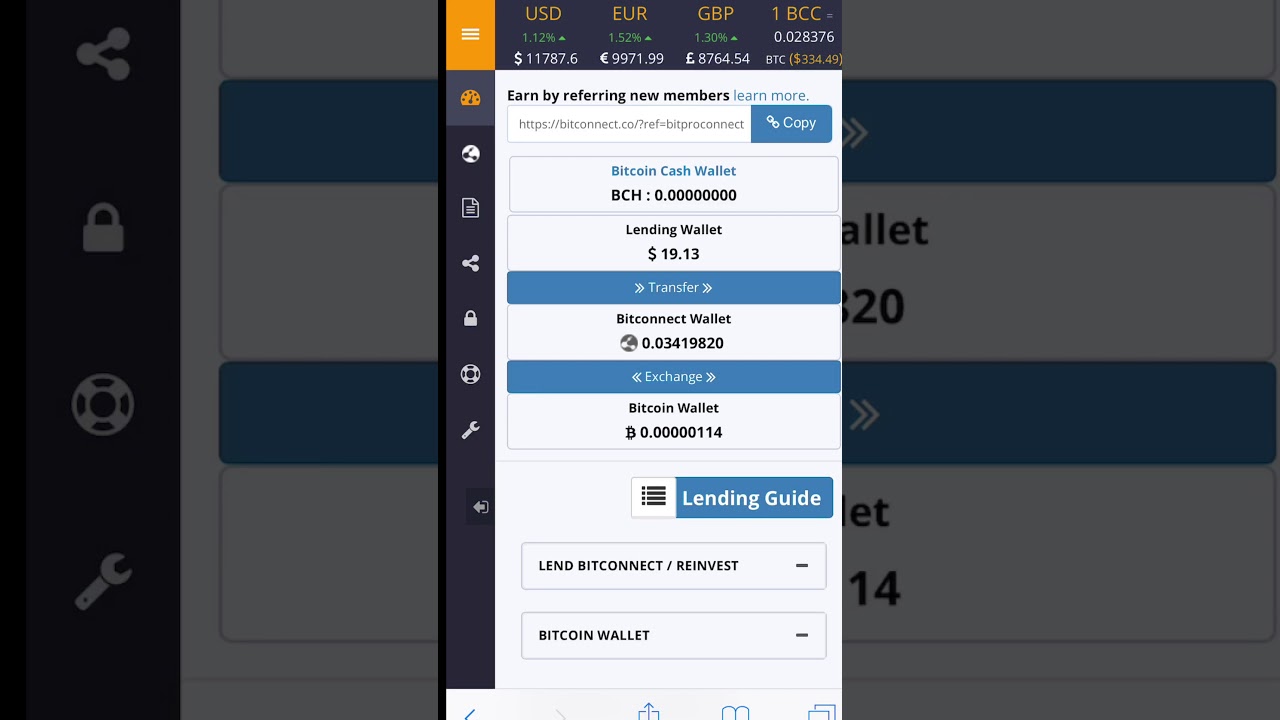 Bitconnect Reinvestment and projected earnings with the compounding Calculator