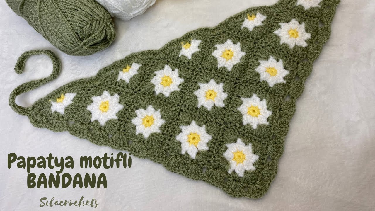 Papatya motifli bandana yaptıkk ! Aşırı kolay 💚