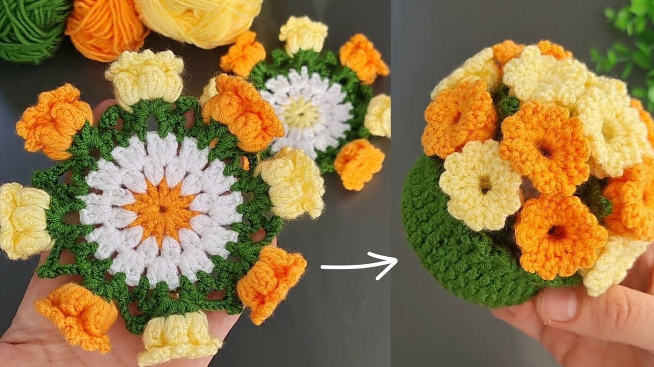 2 in 1👍 Get Ready to WOW with These Colorful Flower Coasters for Coffee Cups 💰Motif,Coaster,Flower.