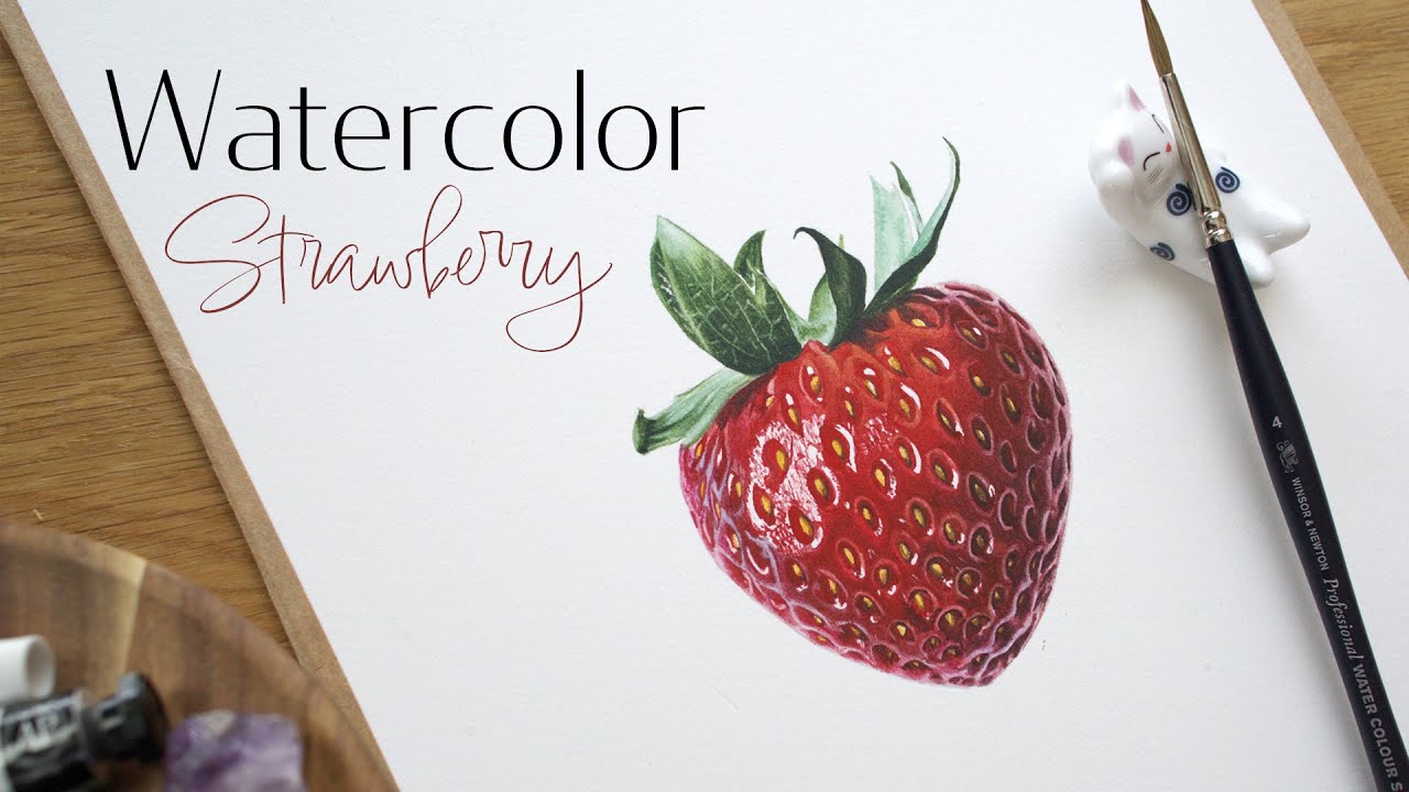 How to paint a juicy strawberry 🍓 watercolor painting tutorial