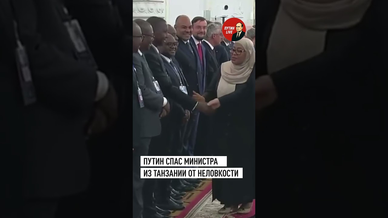 Путин поправил перевернувшийся бейджик министру из Танзании во время встречи в Кремле