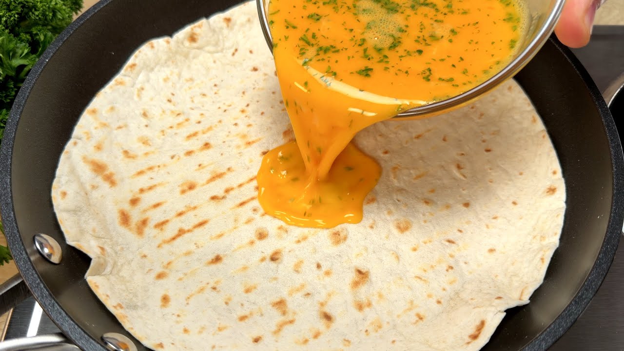 Если полить тортилью яйцами, то получится вкуснее пиццы, готовить быстро и легко # 346