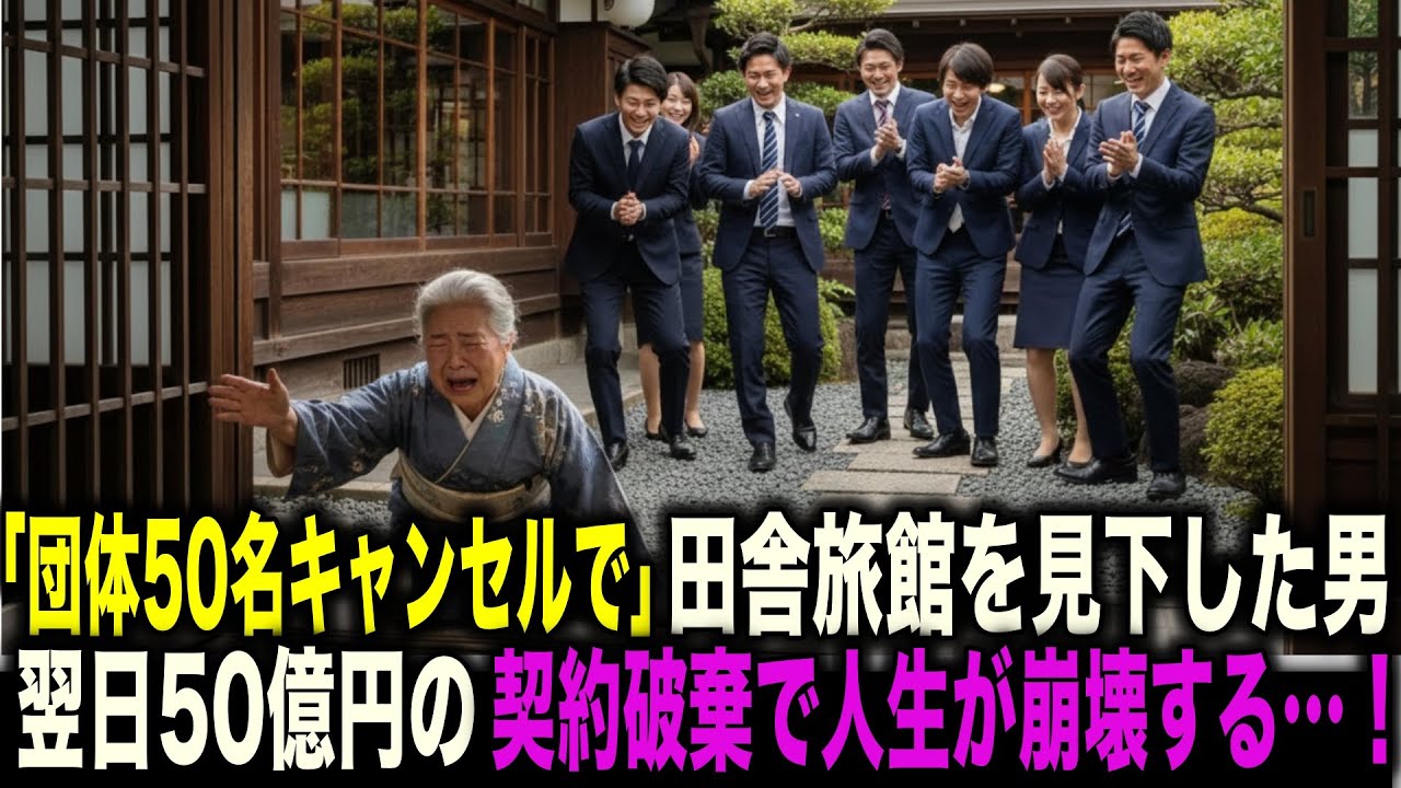 そんなボロ旅館泊まれない。団体50名分キャンセルで」田舎旅館のベテラン女将を見下した男──翌日、50億円分の契約破棄で男の人生が完全崩壊する…！