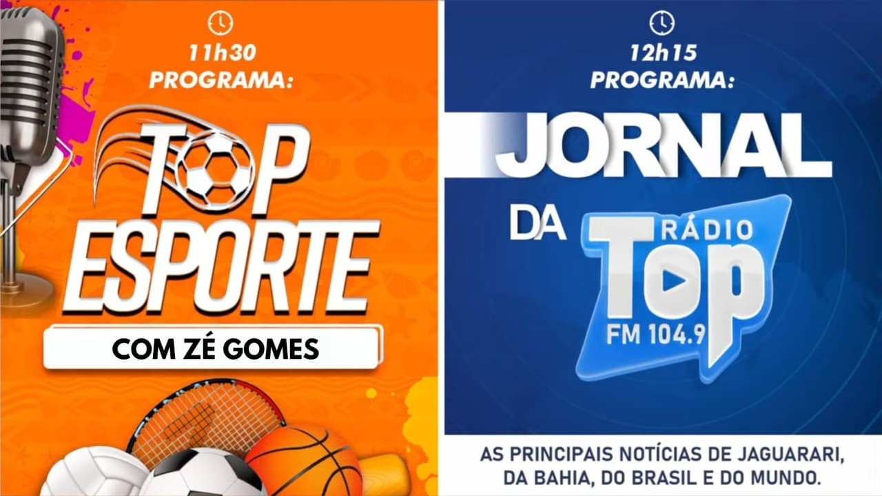 11/3/2026→ED. 3/2026►TOP ESPORTES COM ZÉ GOMES E PACÓ ☼ ED. 44/2026►JORNAL DA TOP COM CARLOS ROBERTO