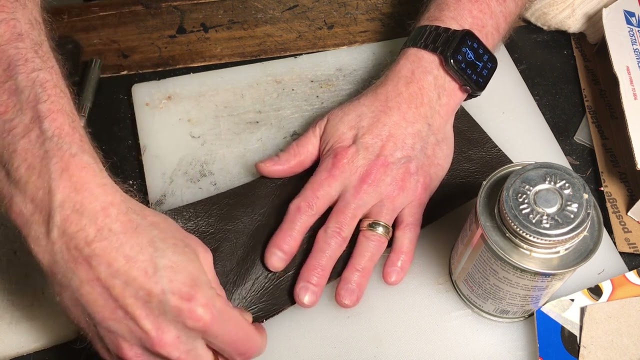 Blind Leatherworker - Beaver Tail Wallet Rebuild - Video 3 - Gluing Pigskin Lining to Beavertail