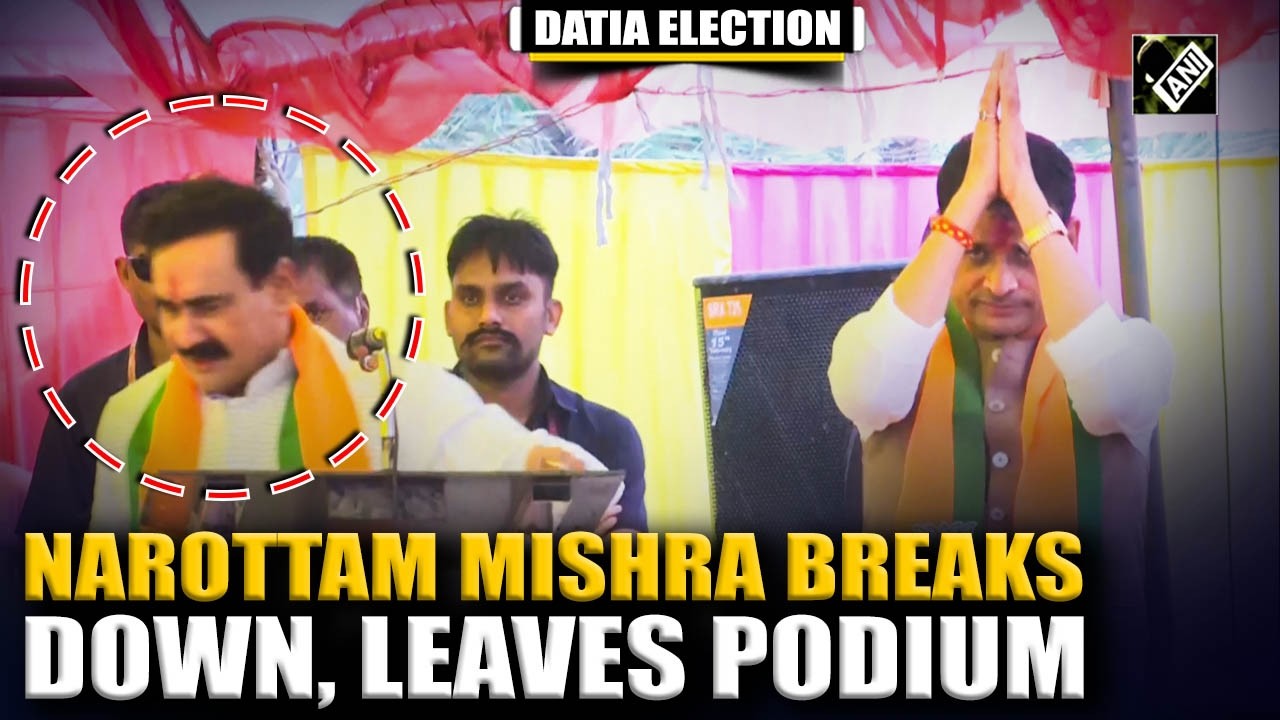 Narottam Mishra breaks down, leaves podium during speech for BJP&rsquo;s Ashutosh Tiwari in Datia election