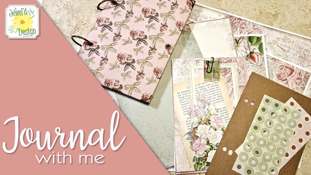Ways to use digital print outs for smaller journals - Pink Rose N Lace ringed journal pages