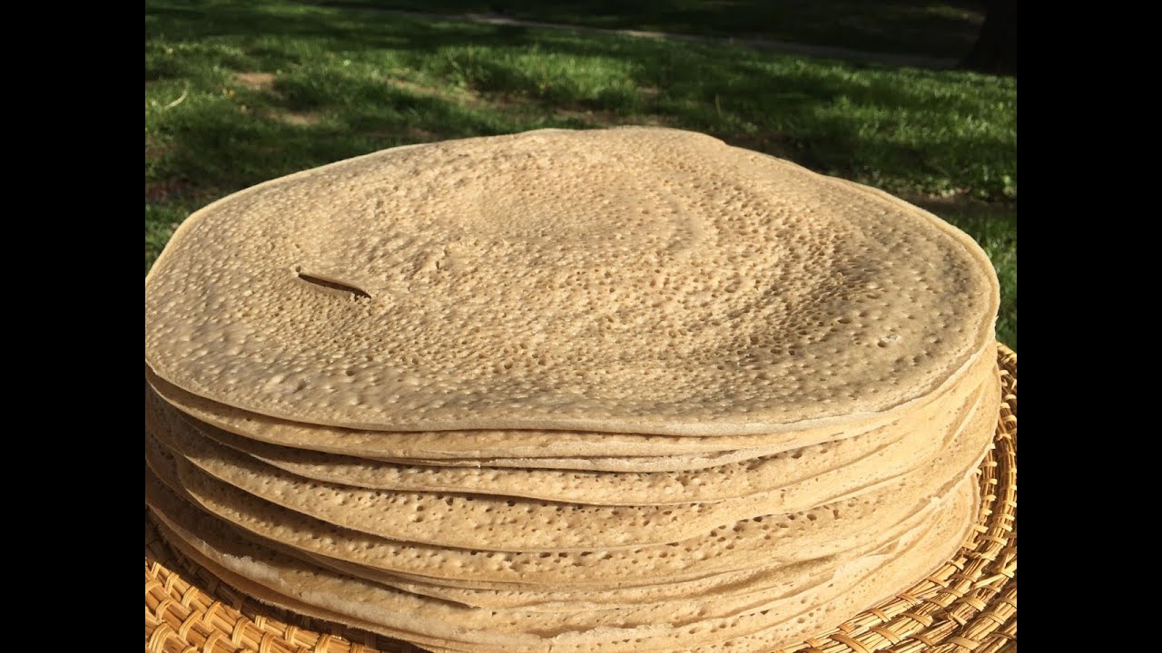 Ethiopian Food/Bread - Making White Injera, Mass production using Two different Mitads