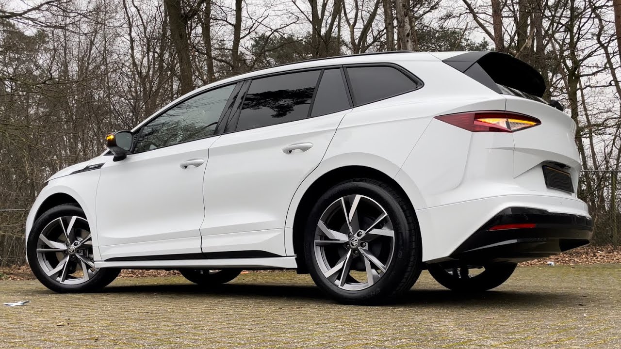 Skoda NEW Enyaq Sportline 2023 IV80 in 4K Moon White Metal 20 Inch Angel Walk Around & Detail inside