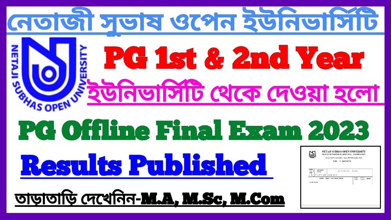 NSOU PG Offline Final Exam Result Published 2023 Official