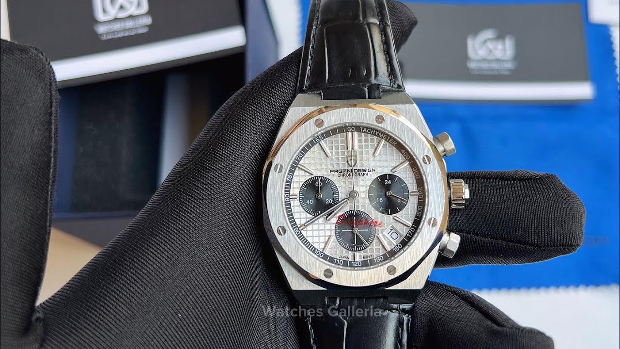 Pagani Design PD1707 Silver Leather Royal Oak | Chronograph Original Men Quartz Japan Movement Watch