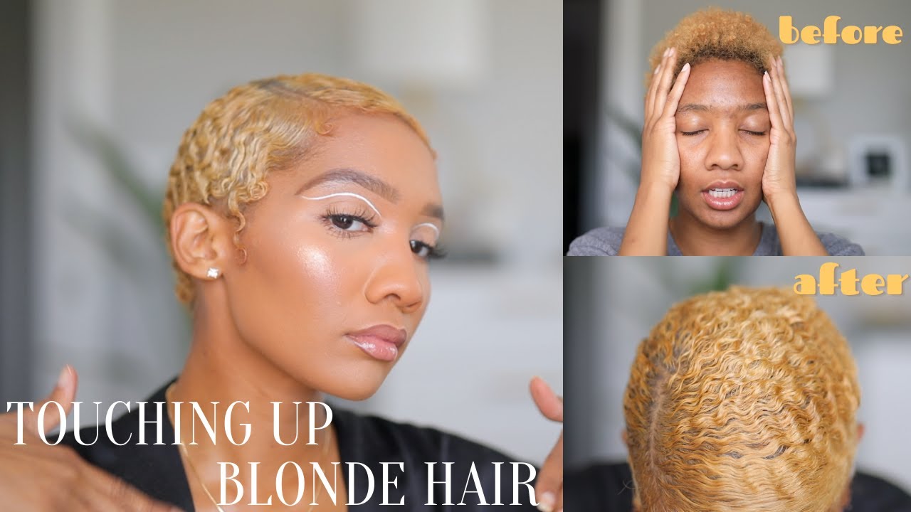 Touching up Short Natural Blonde Hair