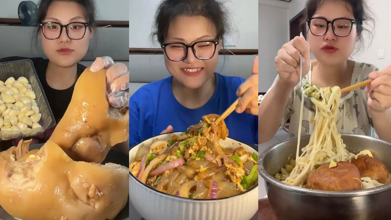 Yummy /Eating Challenges 🤤 Pork belly Spicy noodles 🍜😋 fired chicken 🍗#eatingshow #delicious #eat 