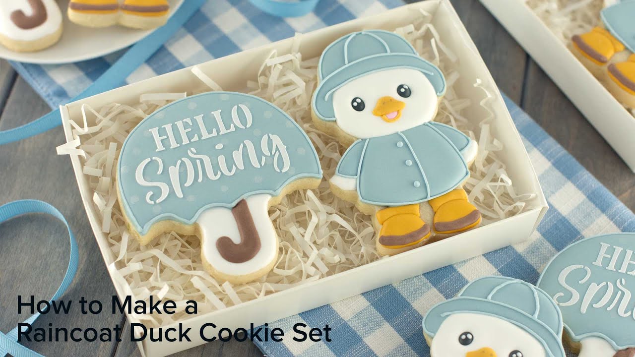 Decorate a Raincoat Duck & Umbrella Cookie Set for Spring | Cookie Decorating with Royal Icing