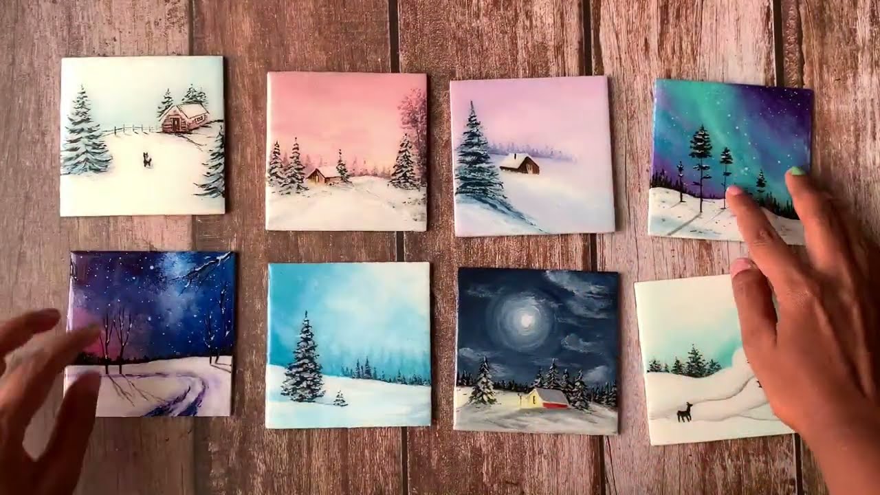 8 Easy Winter Paintings / Christmas Resin Coasters