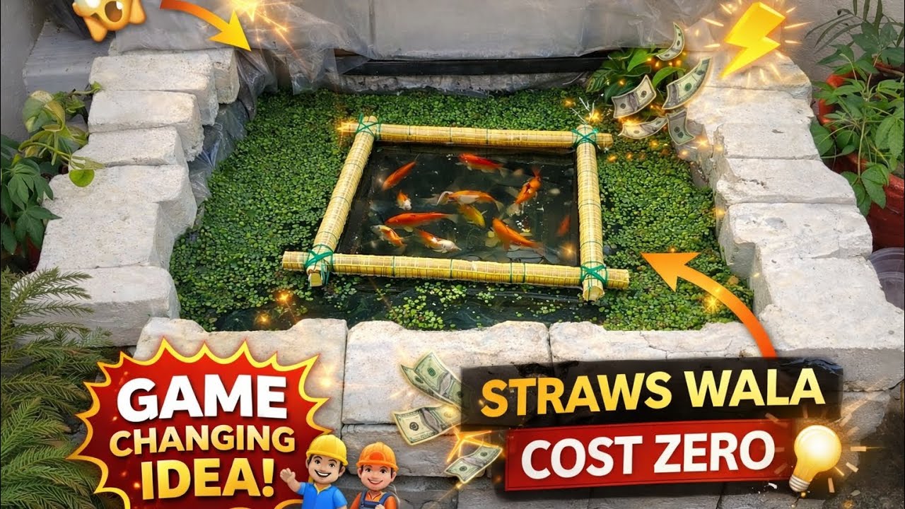 Straw Se Bana Fish Pond Hack 😱 | Zero Cost New Idea 💡#diy #fish #fishing #aquarium #planetaquarium 