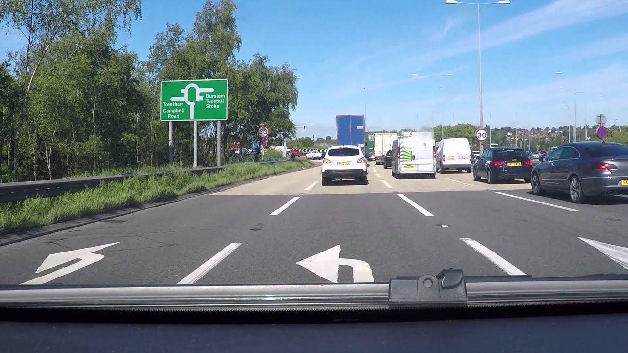 UK Motorways - A50 through Stoke onto M6 north J15