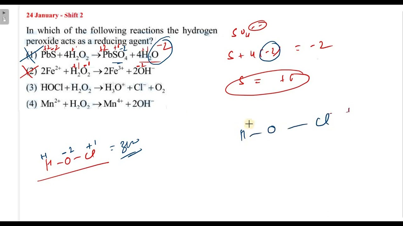 In which of the following reactions the hydrogen peroxide acts as a reducing agent?