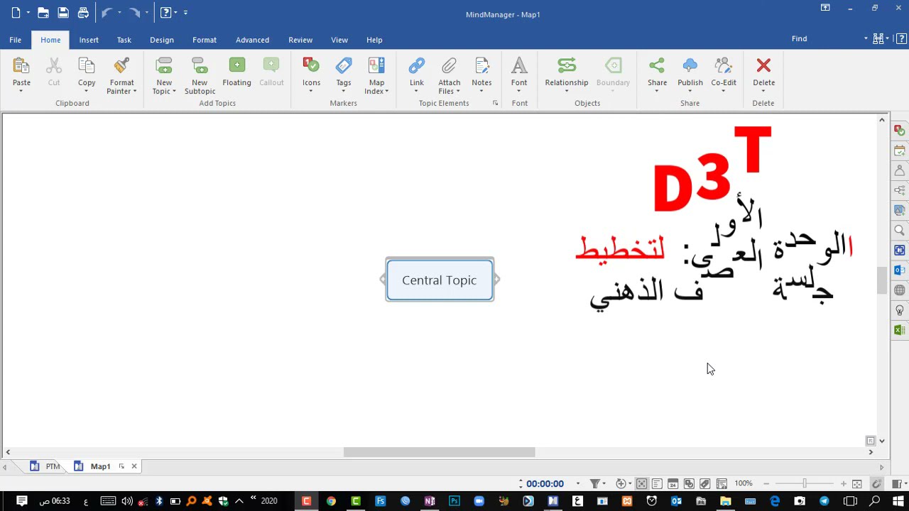 استمطار الافكار باستخدام برنامج  Mindjet MindManager