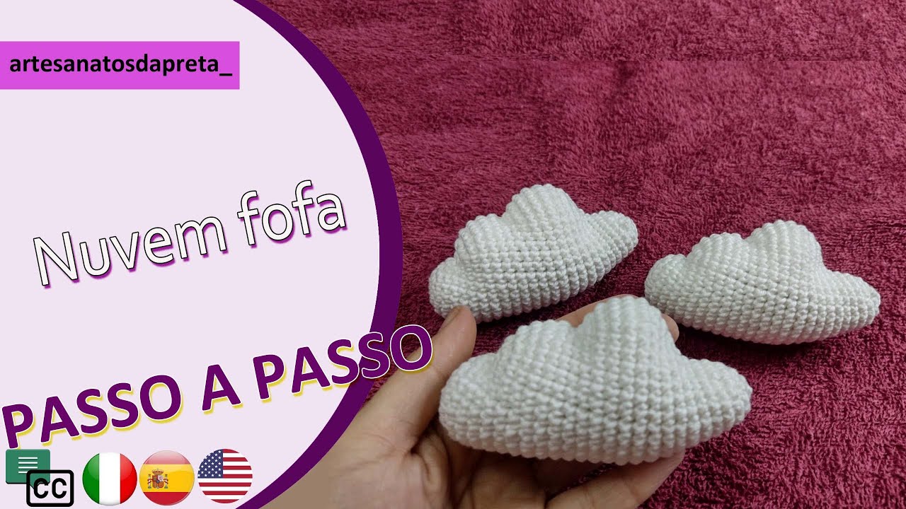 Passo a passo  - Nuvem de amigurumi  -Tamanho Medio #nuvem #amigurumicrochet