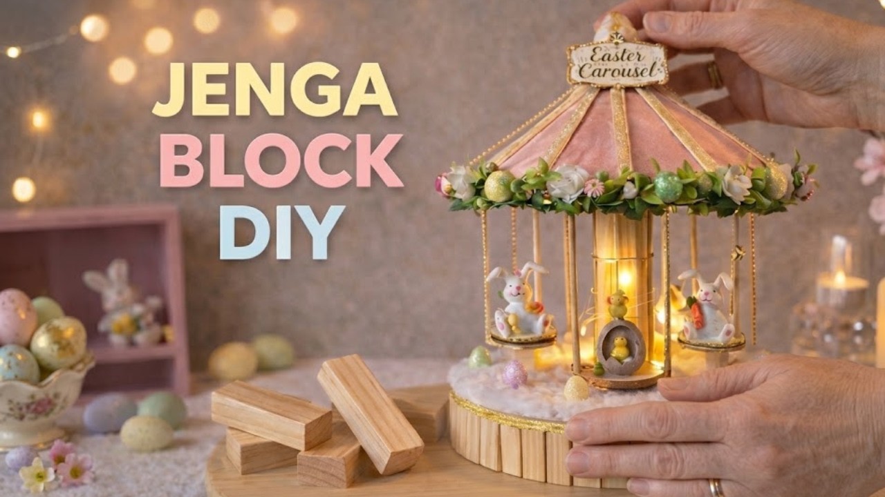 Turning Tumbling Blocks into Stunning Easter Decor | Jenga Block DIY