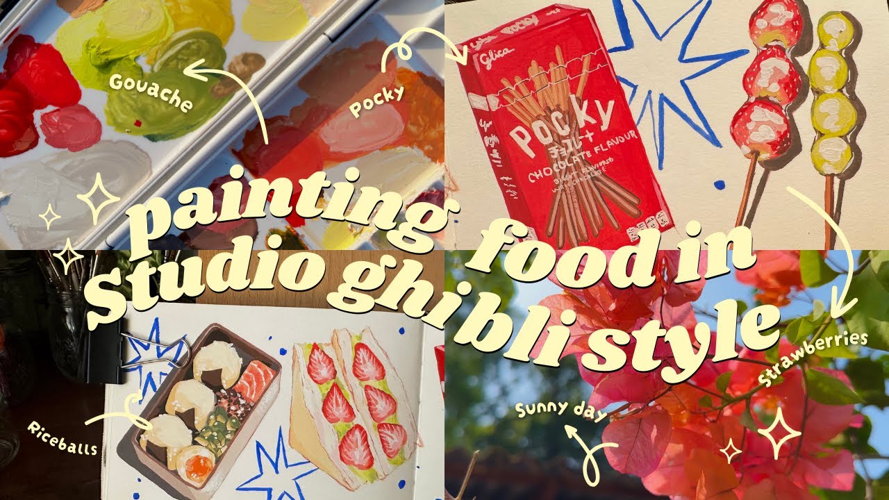 Painting food in studio ghibli style [Part-2] | Gouache painting | Crab Clouds