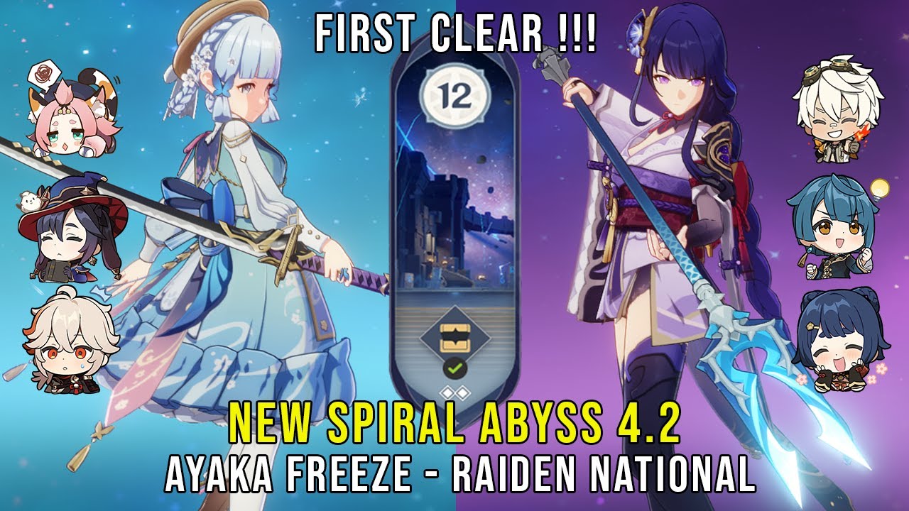 C0 Ayaka Freeze and C0 Raiden National - NEW Genshin Impact Abyss 4.2 - Floor 12 9 Stars