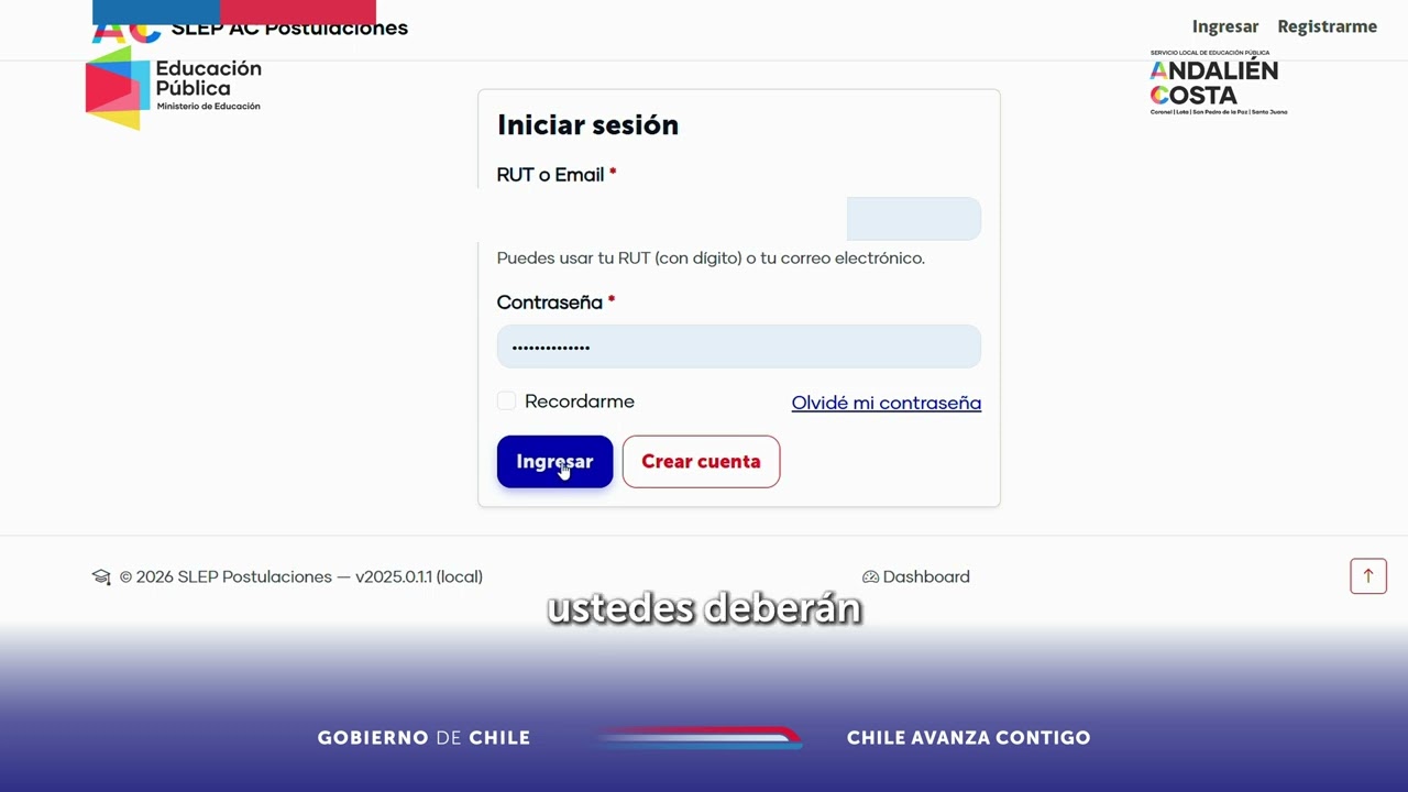 Plataforma de Postulaciones para reemplazos y contratas del SLEP Andalién Costa - Tutorial