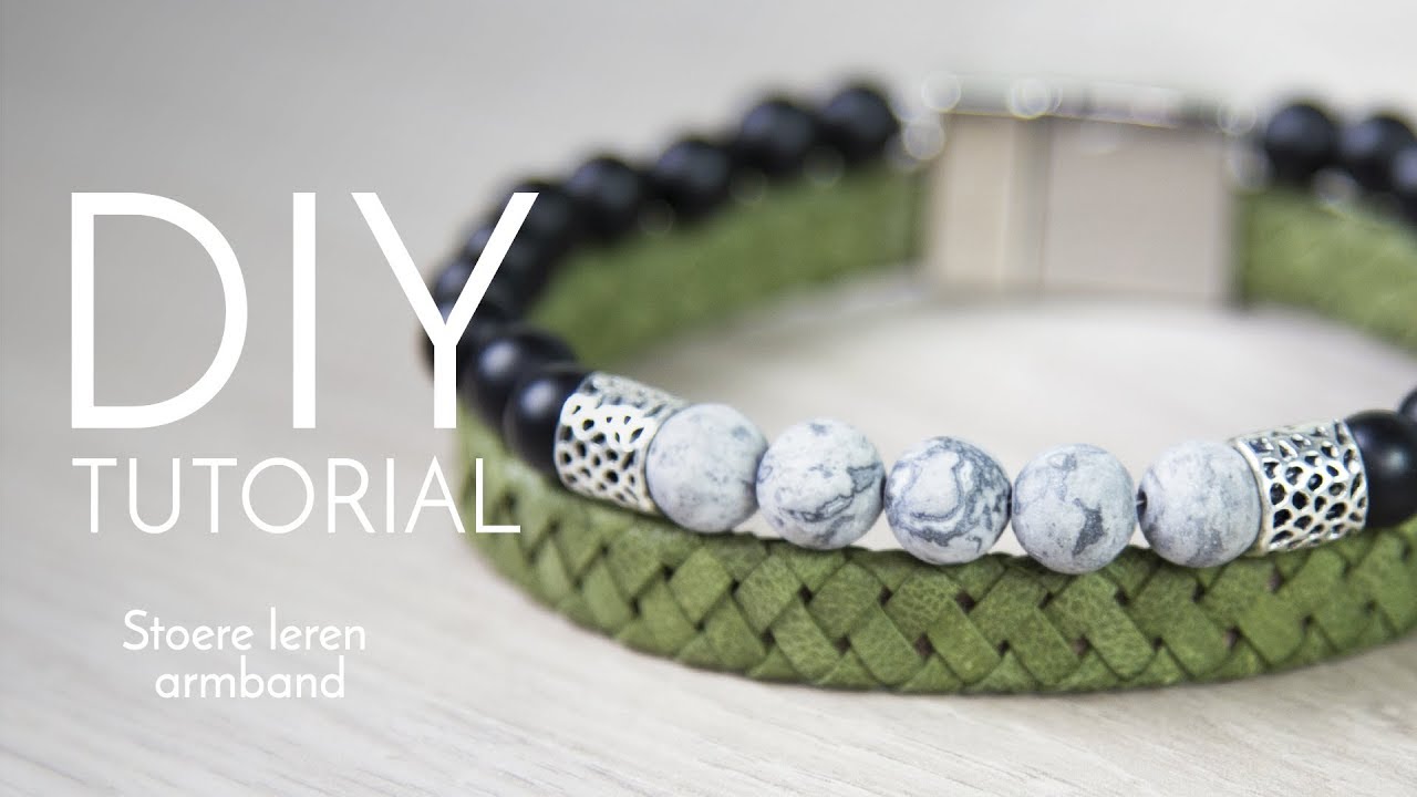 Sieraden maken met Kralenwinkel Online - Stoere leren armband