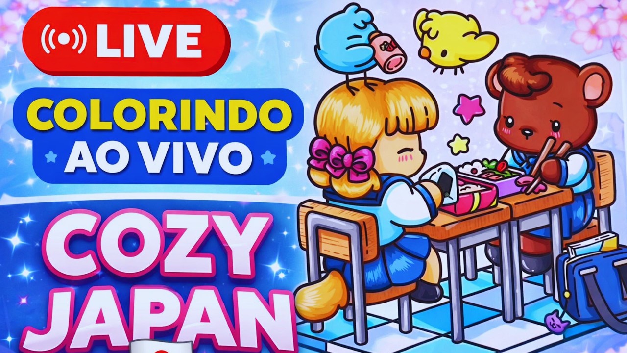 🔴 Colorindo ao Vivo Cozy Japan 🇯🇵 | Live Relaxante de Livro de Colorir #live #cozy