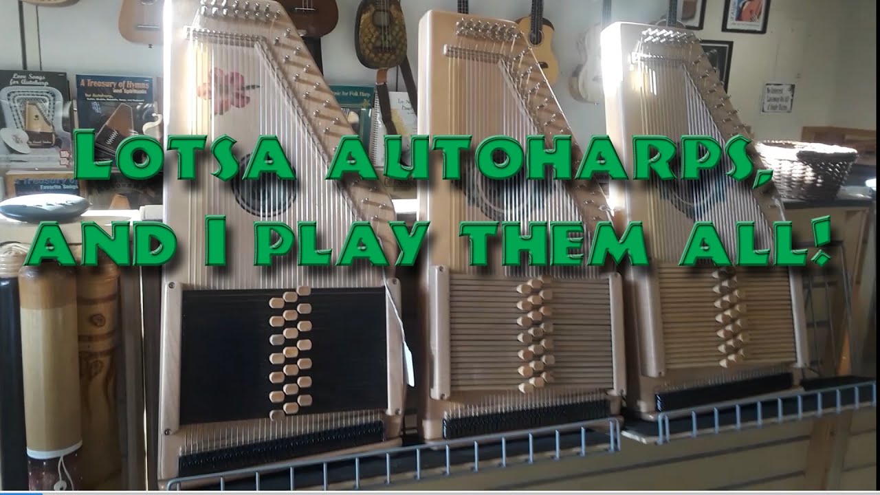Lotsa d'Aigle Autoharps (on sale now)   I play lapstyle on 15 plus autoharps in the shop.