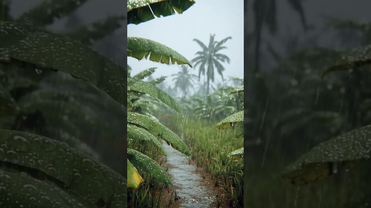 ASMR Hujan deras di sawah #rain #relax #natural 