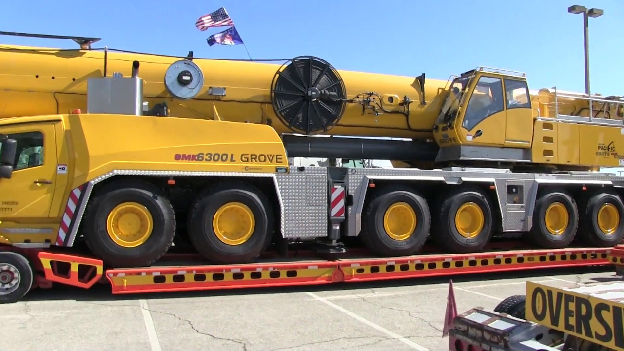 Up-close Detailed Look At A Grove GMK 6300L Crane Hauled By Performance Transport TFK 2017