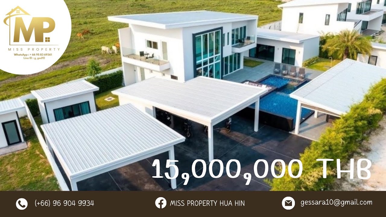 [ EP92 ]🏝️‼️ Luxurious 5-Bedroom Villa in Cha am- Hua Hin.Selling Price 15MB.(Freehold)