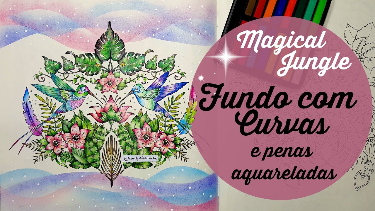 Magical Jungle | Fundo com curvas e Penas Aquareladas