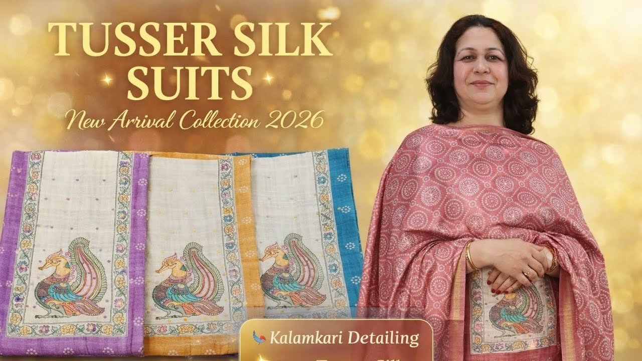 Tusser Silk Suits||Semi Tusser||Pure Muslin Silk Suits||Printed Silk Suits 