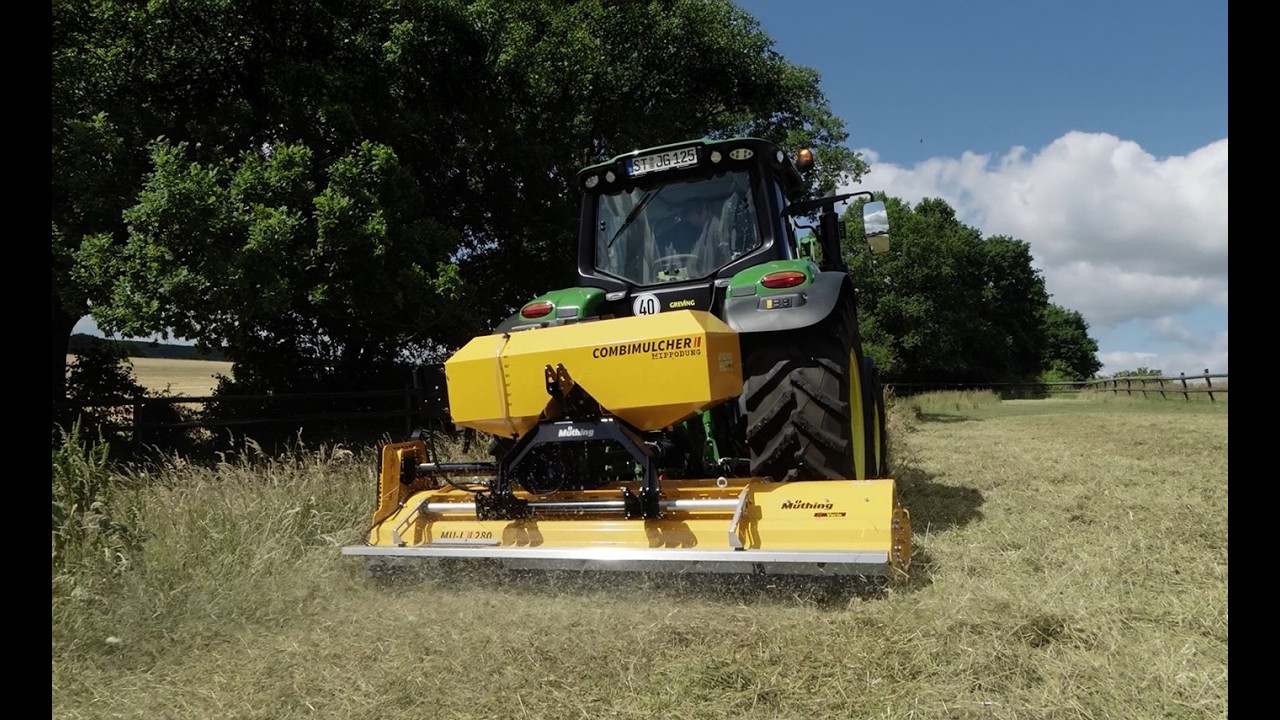 Neue innovative Gerätekombination Müthing CombiMulcher vereint Arbeitsschritte in der Weidepflege.