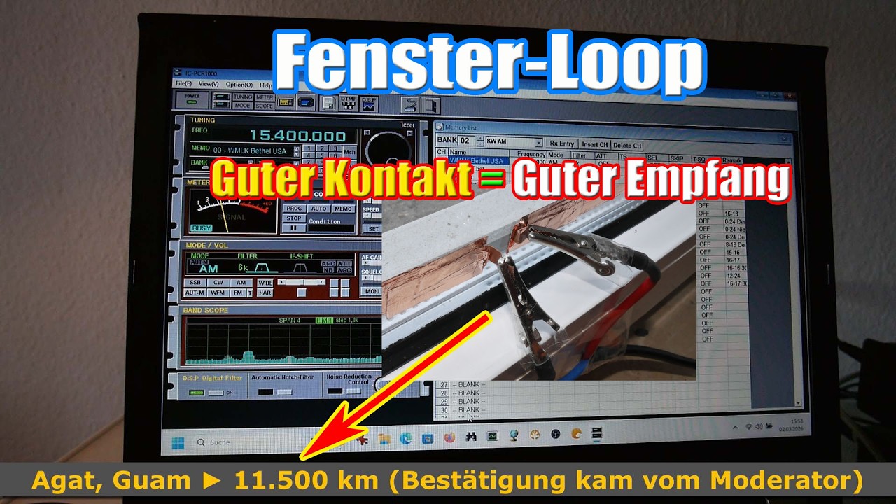 Fenster-Loop ► Guter Kontakt = Guter Empfang: Guam 11.500 km auf Kurzwelle