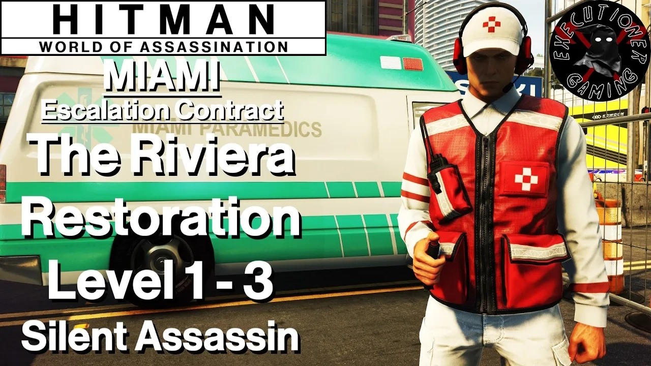 Hitman 3: Miami - Escalation Contract - The Riviera Restoration Level 1-3 - Silent Assassin
