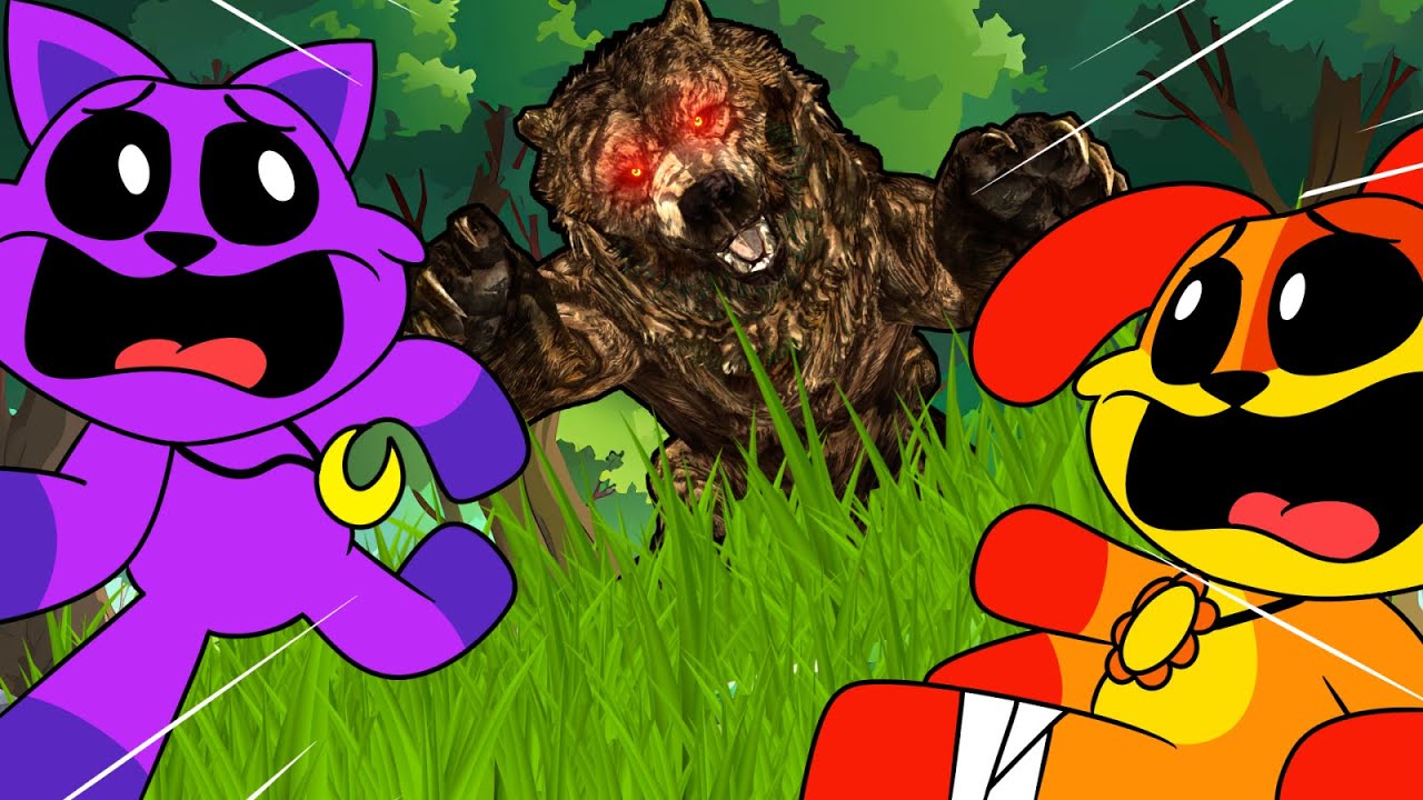 DogDay e CatNap TENTAM SOBREVIVER 24 Horas na Floresta no Smiling Critters VR!