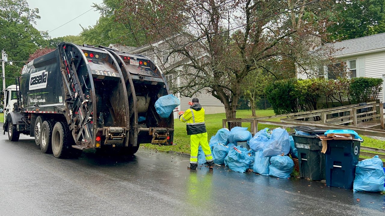 Casella Garbage Truck Vs Massive PAYT Bag Pile