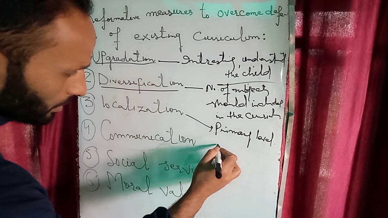Reformative measures of existing defects of curriculum..